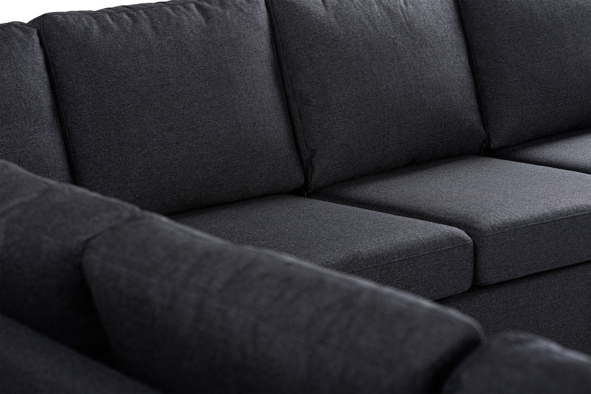 Canapés - Canapé d'angle tissu anthracite - 7 - personnes - 345 x 285 cm - Blake - Dimehouse