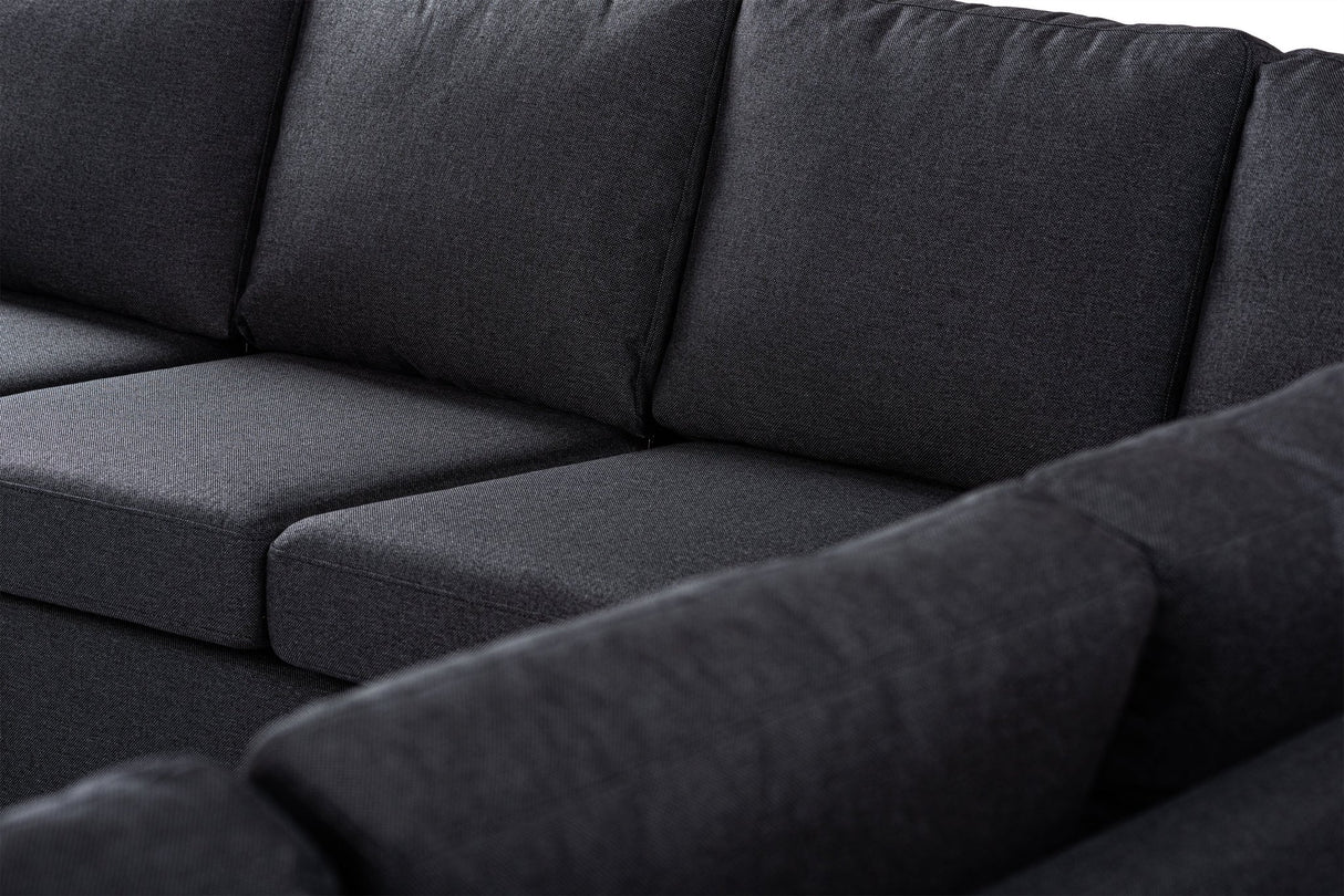 Canapés - Canapé d'angle tissu anthracite - 7 - personnes - 345 x 285 cm - Blake - Dimehouse