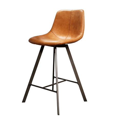 Ensemble de 4 tabourets de bar Siena Saddle PU brun