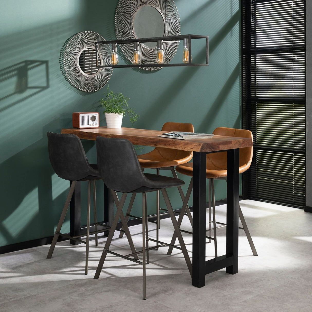 Ensemble de 4 tabourets de bar Siena Saddle PU brun