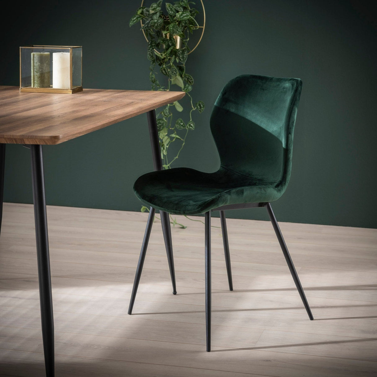 Chaise de salle à manger élégante Argo Velvet Vert - Sans accoudoirs