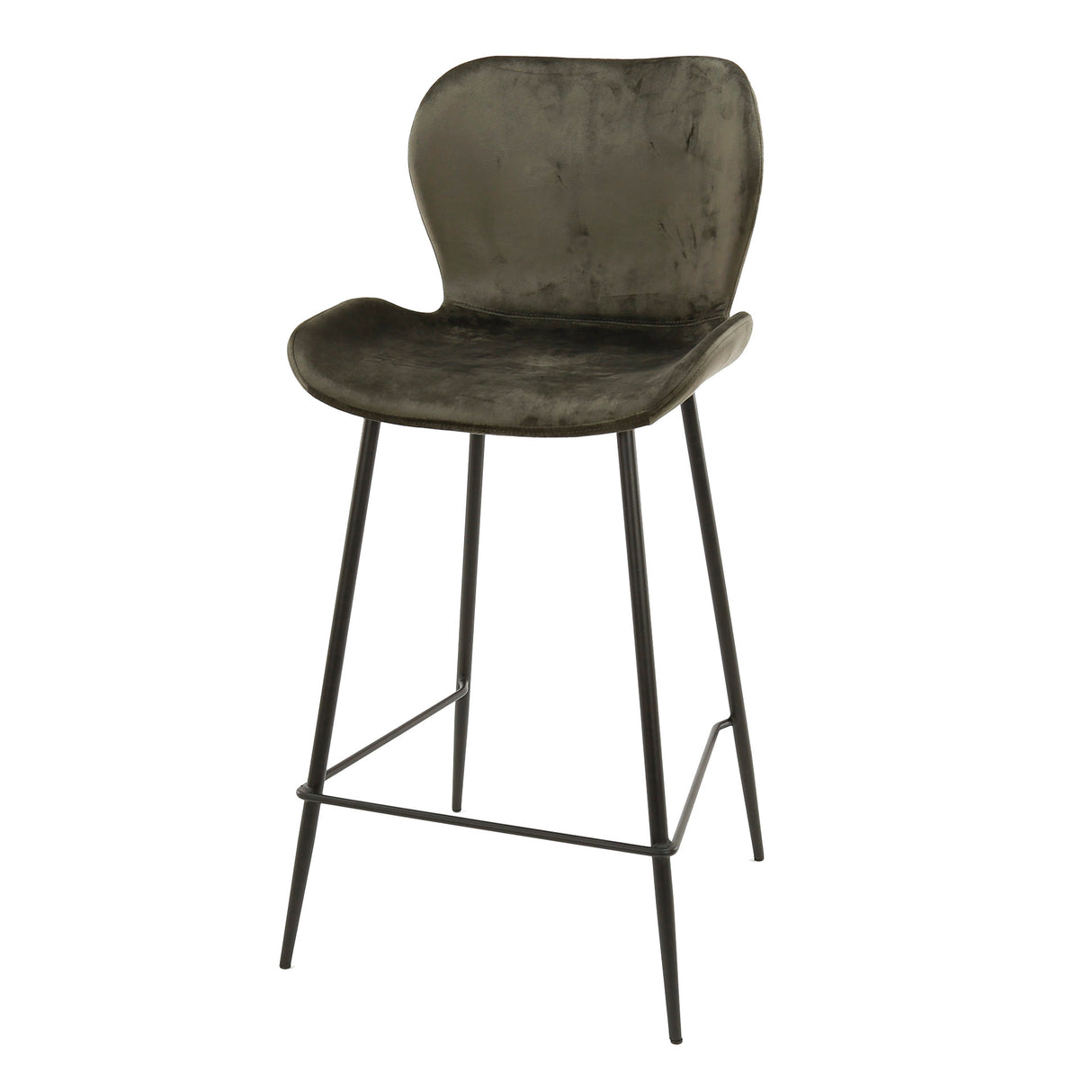 Tabouret de bar moderne en velours anthracite sans accoudoirs Argo