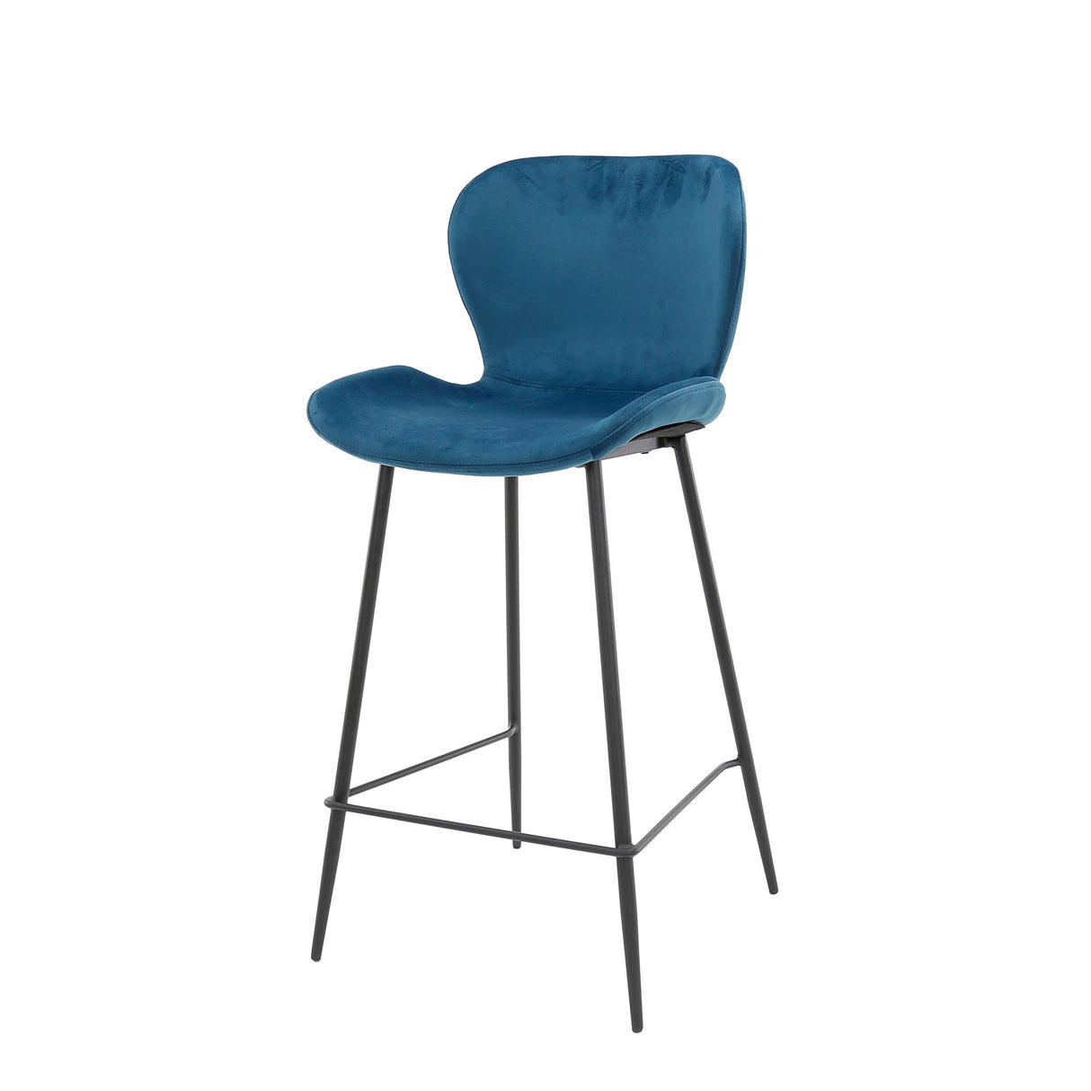 Tabouret de bar moderne en velours bleu sans accoudoirs Argo