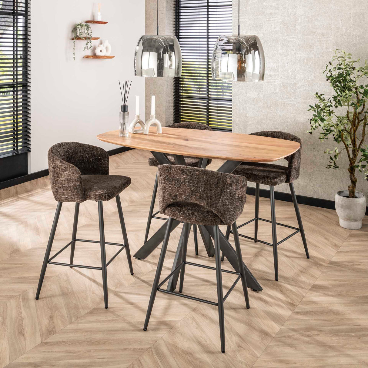 Ensemble de 2 tabourets Alba Tissee Cargo Brun