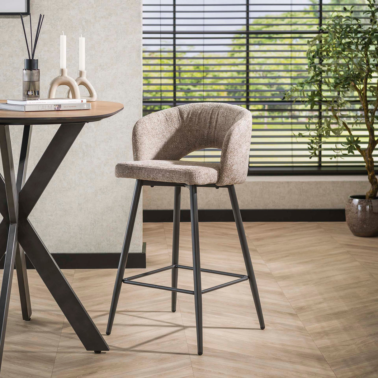 Ensemble de 2 tabourets de bar Alba Tissee Cargo Sable
