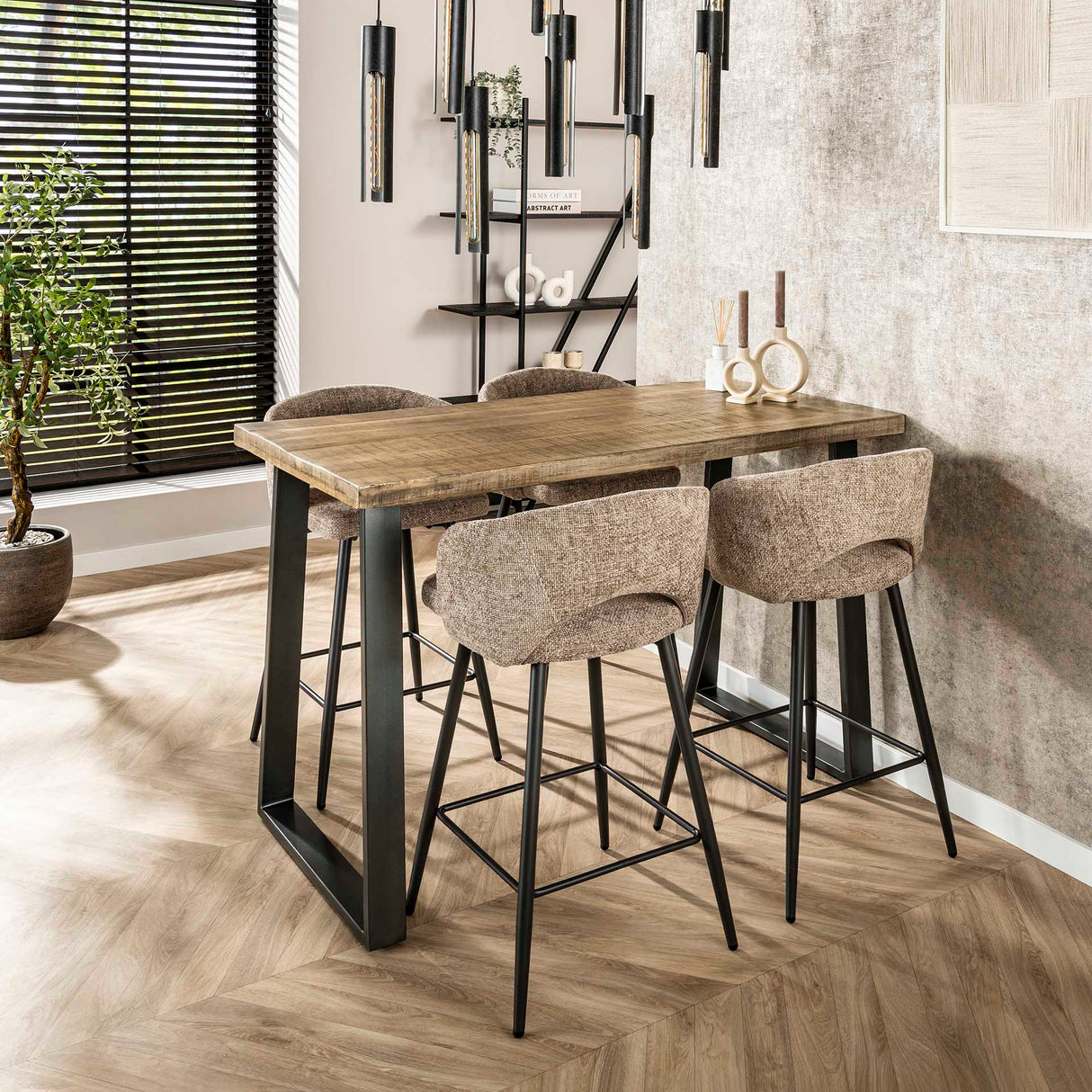 Ensemble de 2 tabourets de bar Alba Tissee Cargo Sable