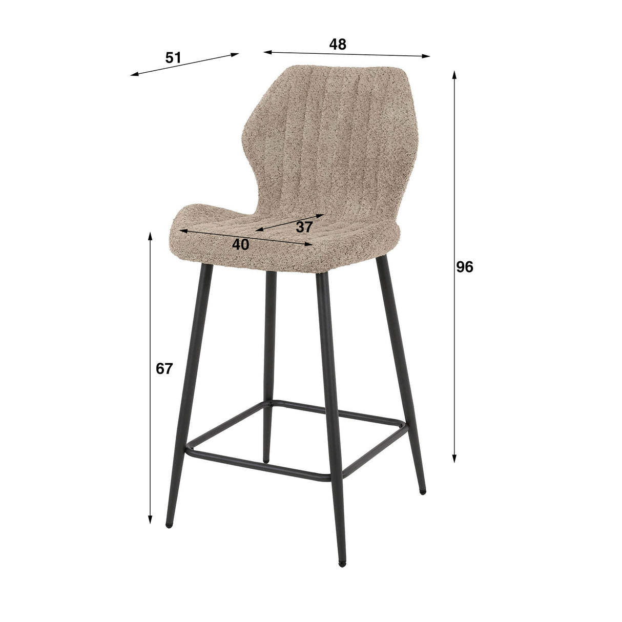 Ensemble de 2 tabourets de bar Mira Bouclé Zand