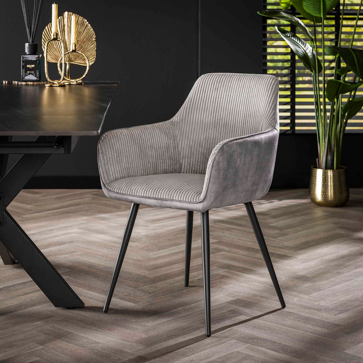Ensemble de 2 chaises de salle à manger Rivo Rib Rock Argent
