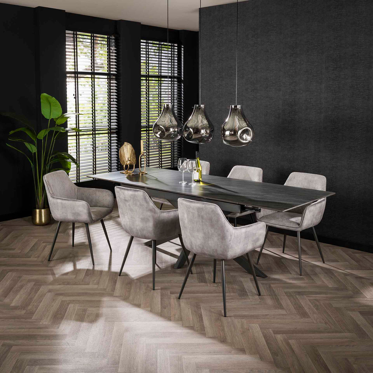 Eetkamerstoel Rivo Rib Rock Zilver Ribstof Zitting