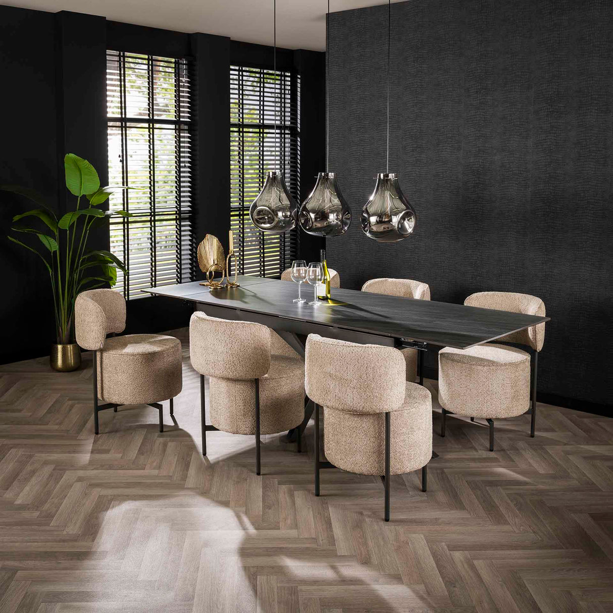 Chaise de salle à manger Dante Bouclé Sable Pivotante - Sans accoudoirs