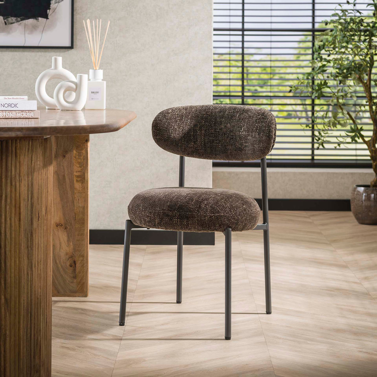Ensemble de 2 chaises de salle à manger Aero Tissu Brun