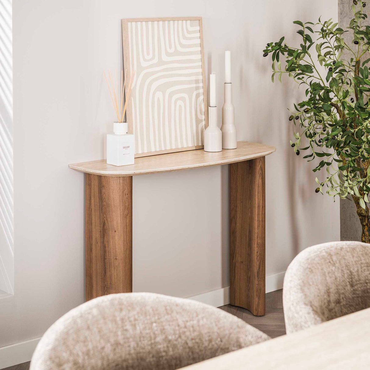 Monza Curvo Capot en céramique Travertin 100 cm