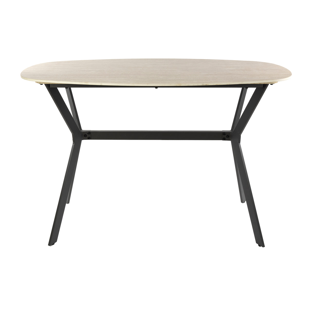 Rivoli Table de Bar Danoise Ovale 140 cm Céramique Travertin