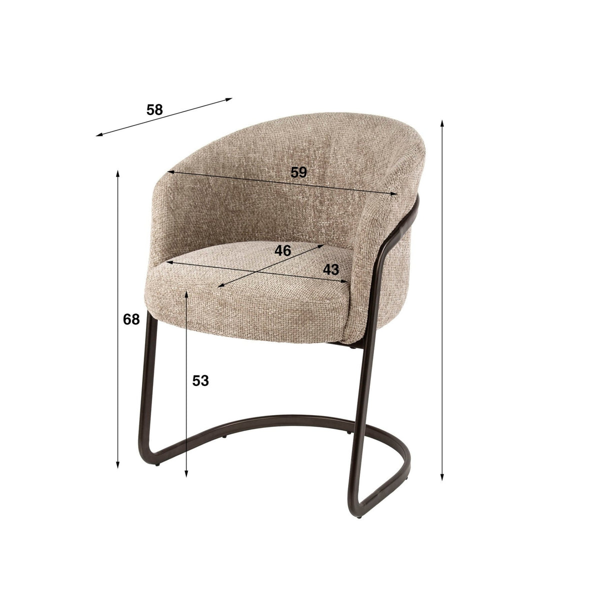 Ensemble de 2 chaises de salle à manger Zandello Hoven sable