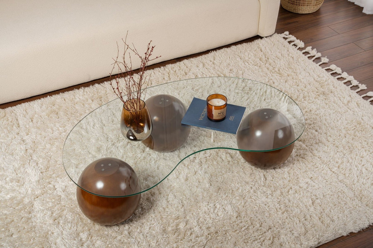 Table basse Sphere Walnoot Transparent 120x70 cm Walnut Verre trempé