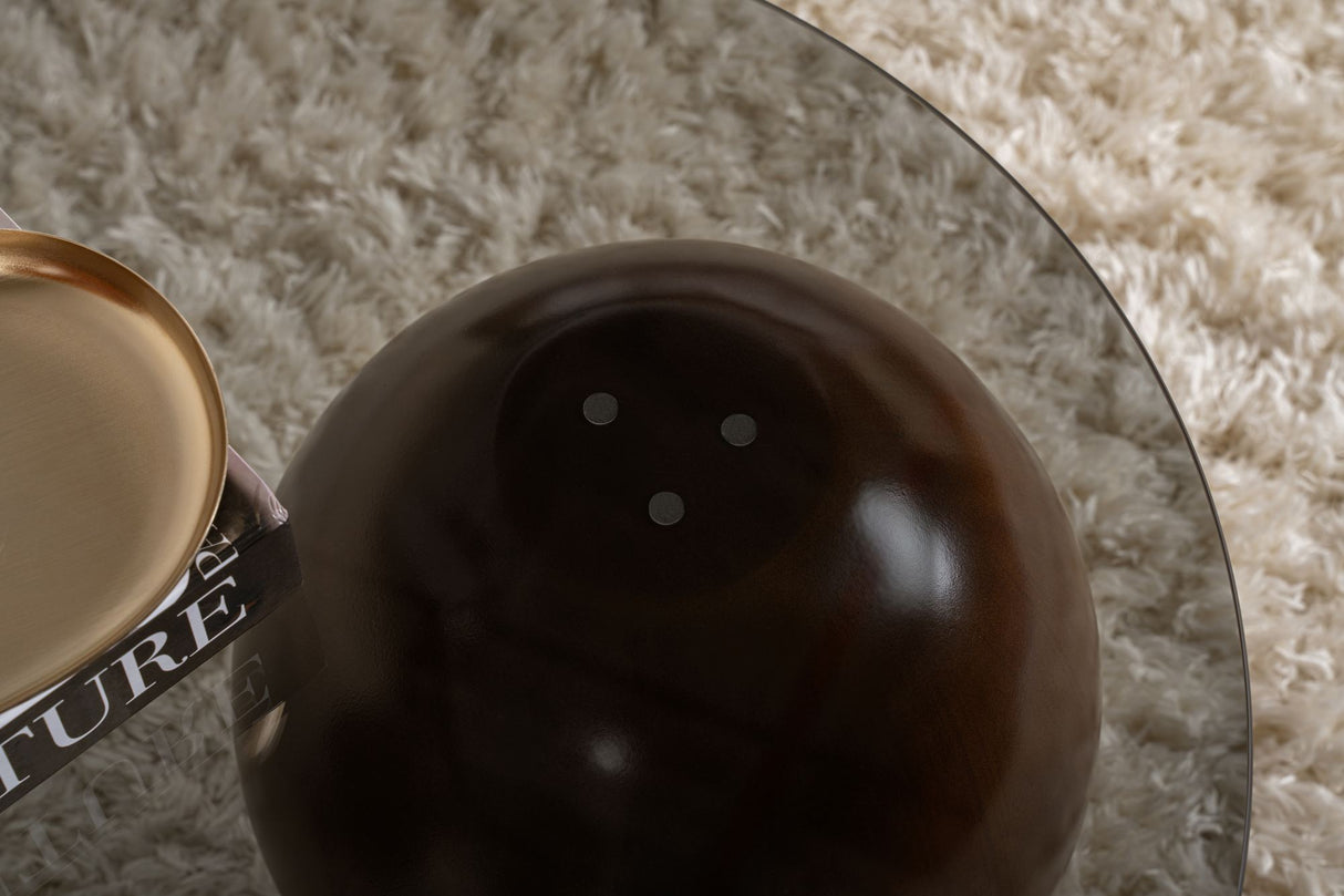 Salontafel Sphere Walnoot en Grijs 120x70 cm Walnut Grey Tempered glass