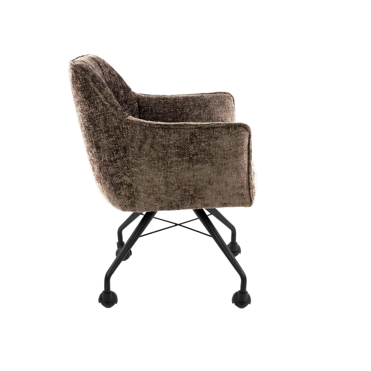 Set van 2 Eetkamerstoelen Tova Stof Taupe Met Wieltjes