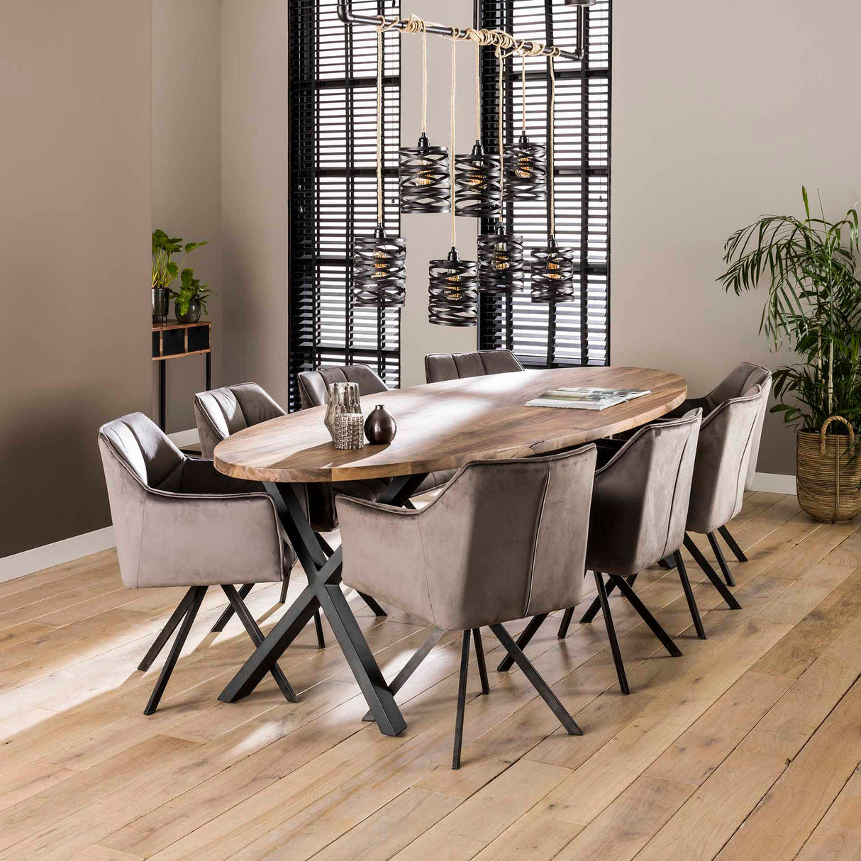 Chaise de salle à manger Lino Velvet Anthracite Pivotante