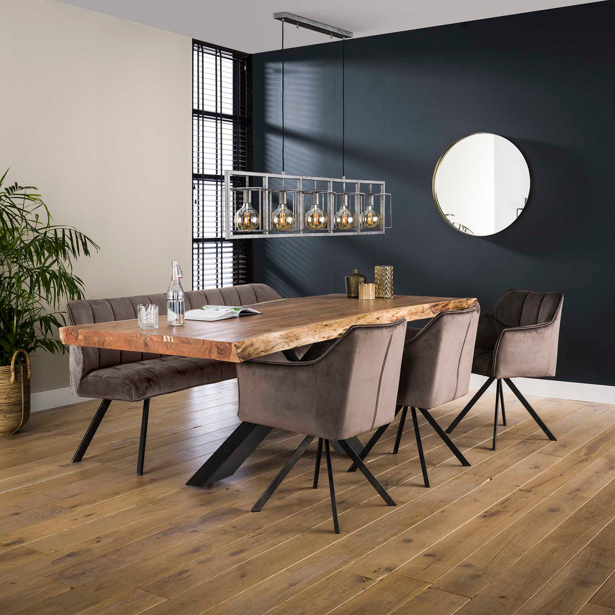 Chaise de salle à manger Lino Velvet Anthracite Pivotante