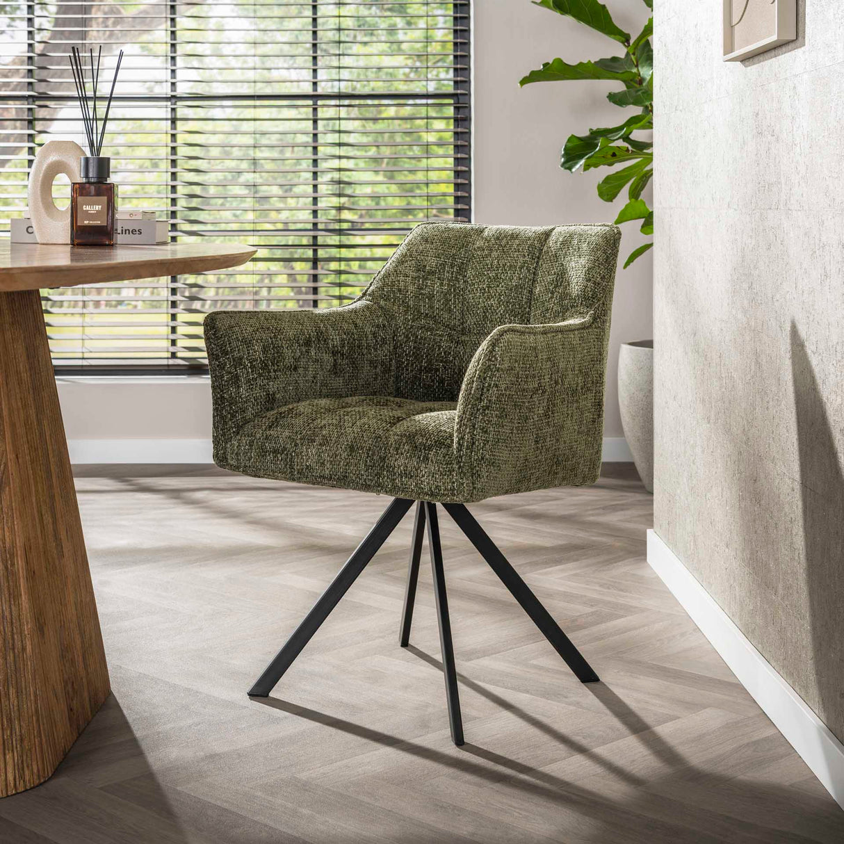 Chaise de salle à manger Lino Vert Pivotante