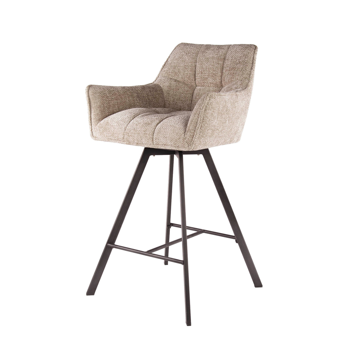 Ensemble de 2 Tabourets de Bar Lino Tissu Chenille Sable Riche Pivotant