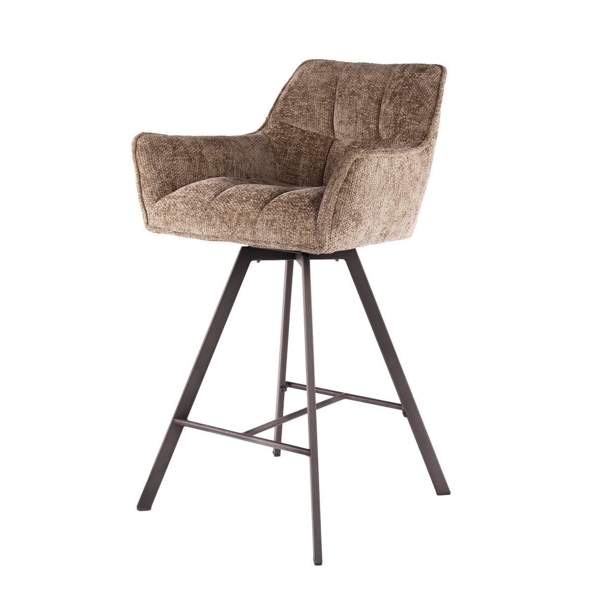 Ensemble de 2 tabourets de bar Lino Chenille Tissu Champagne Riche Pivotant