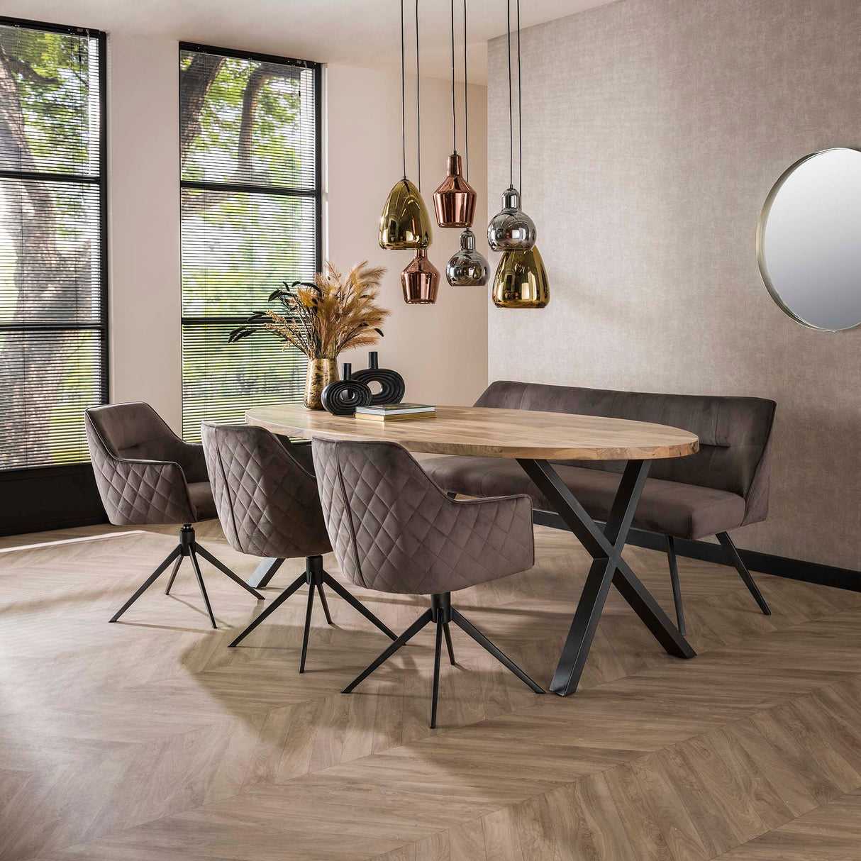 Chaise de salle à manger Chia Velvet Anthracite Pivotante