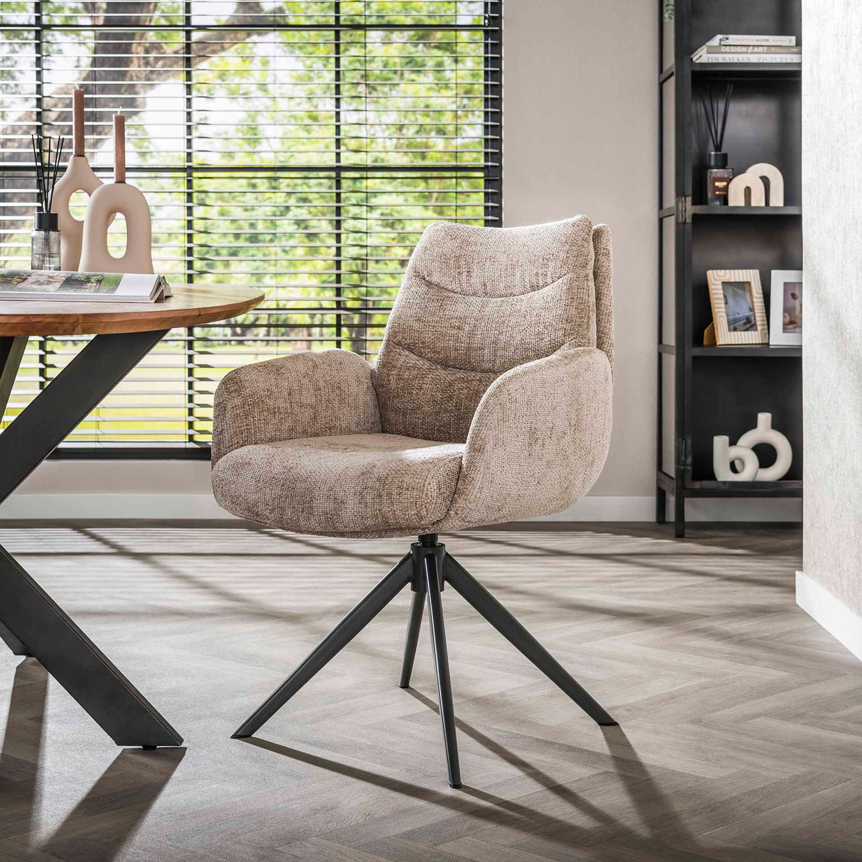 Chaise de salle à manger Elite Chenille Sand Rich Tissu Pivotant