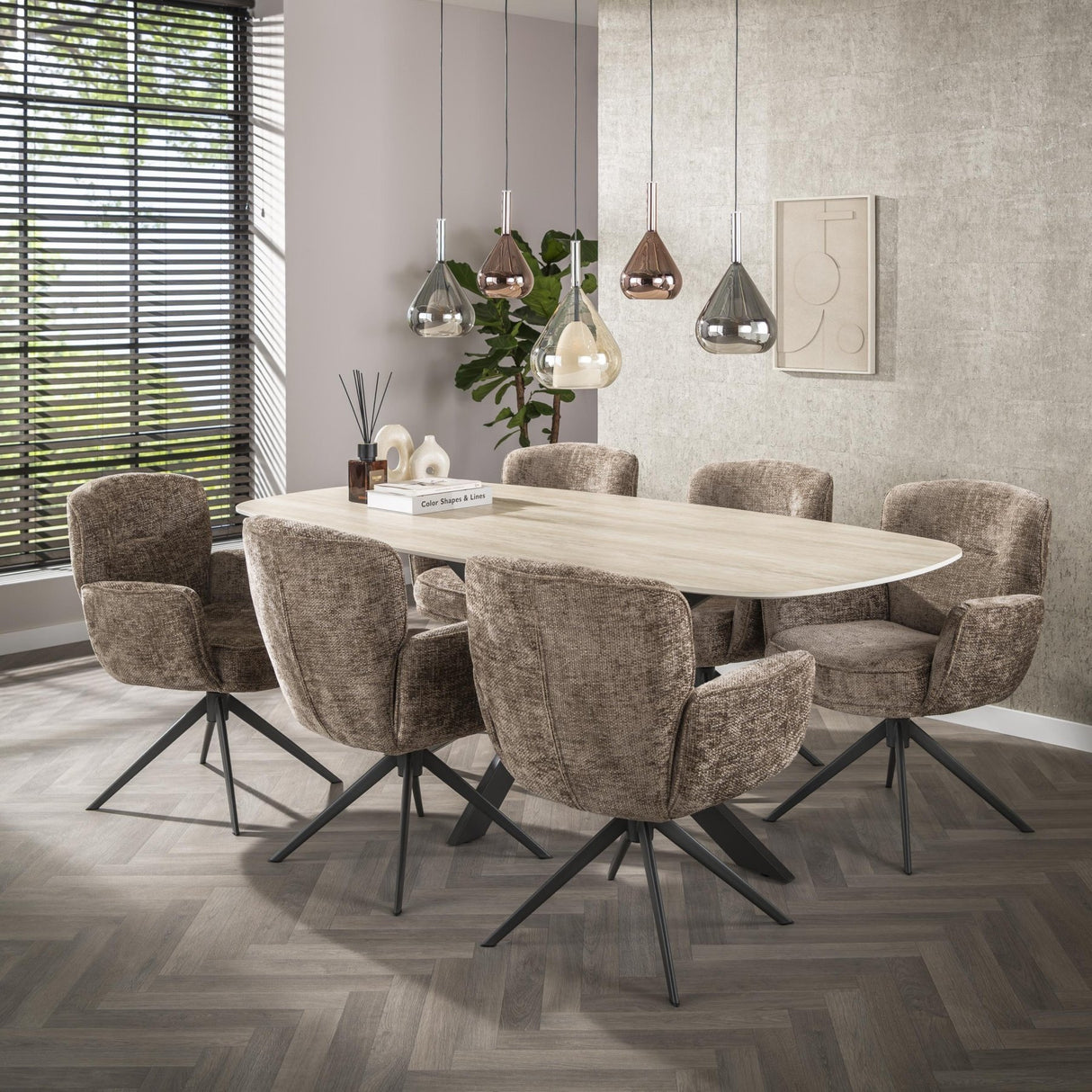 Ensemble de 2 chaises de salle à manger Milano pivotantes Hoven champagne riche