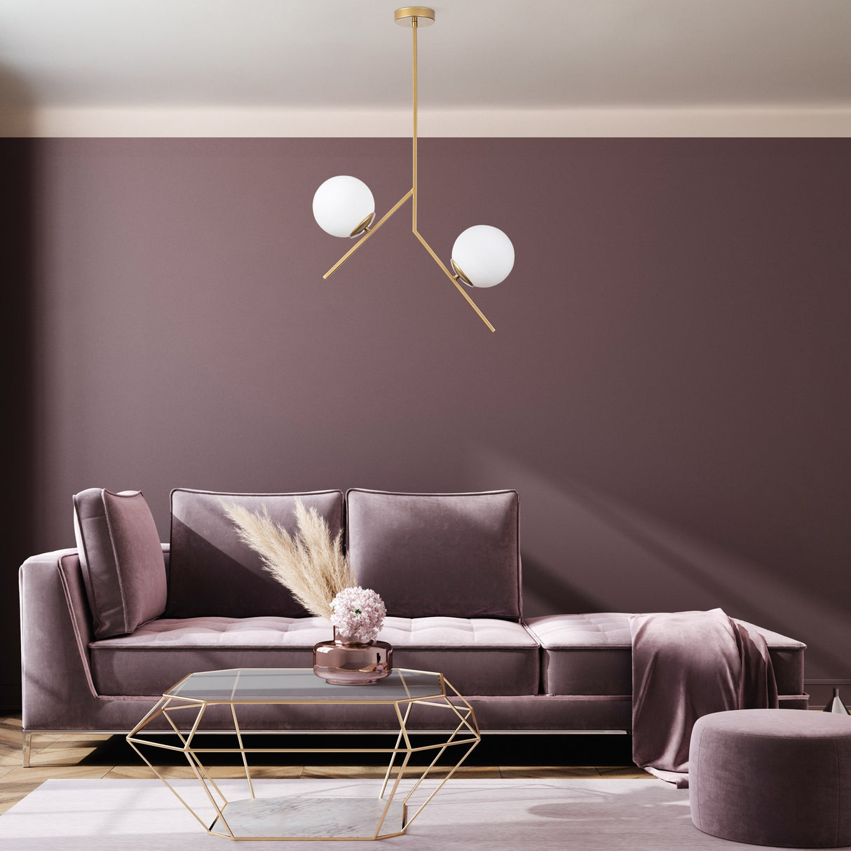 Suspension 2 lumières Or Verre Nimbus