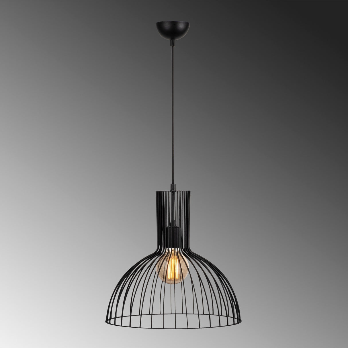 Suspension 1-lampe Noir Métal Quartz
