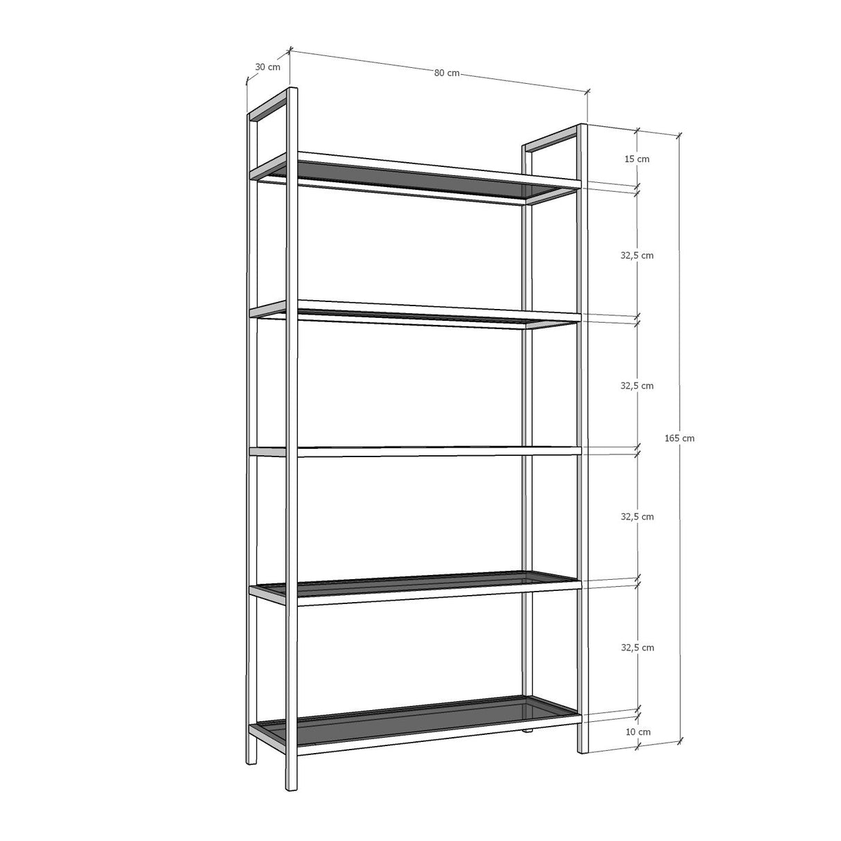 Bibliothèque moderne chic Veneto métal doré verre 80x165x30 cm