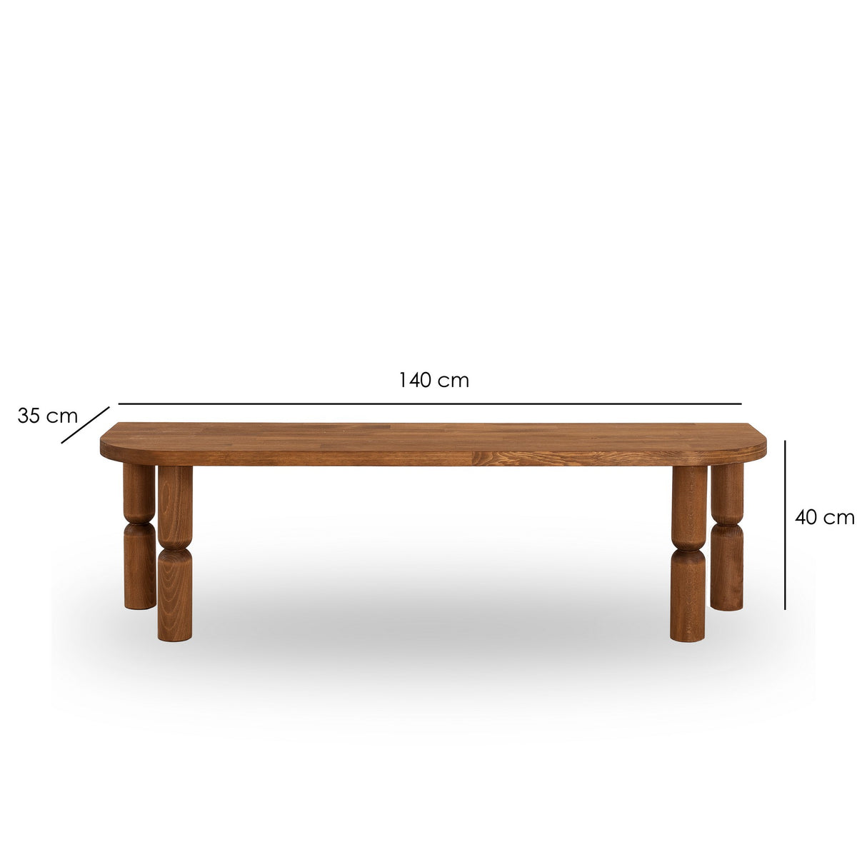Meuble TV Ida Noyer Bois 140x40x35 cm
