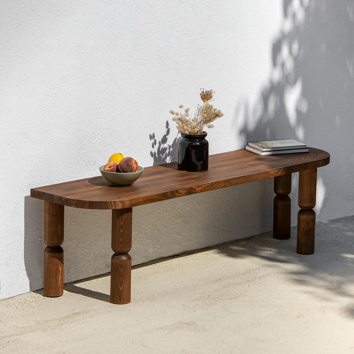 Meuble TV Ida en Noyer Sombre Bois 140x40x35 cm