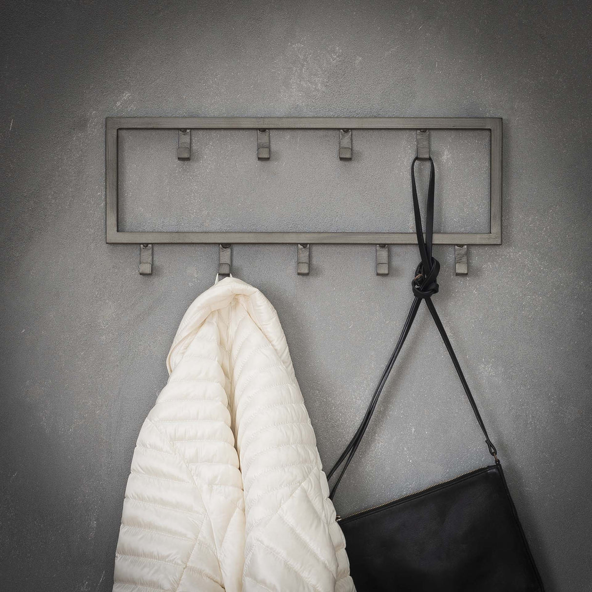 Porte-manteau industriel Milano 9 crochets Métal brossé argent