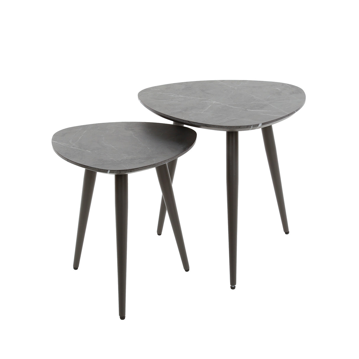 Ensemble de 2 tables basses triangulaires Conner aspect céramique gris