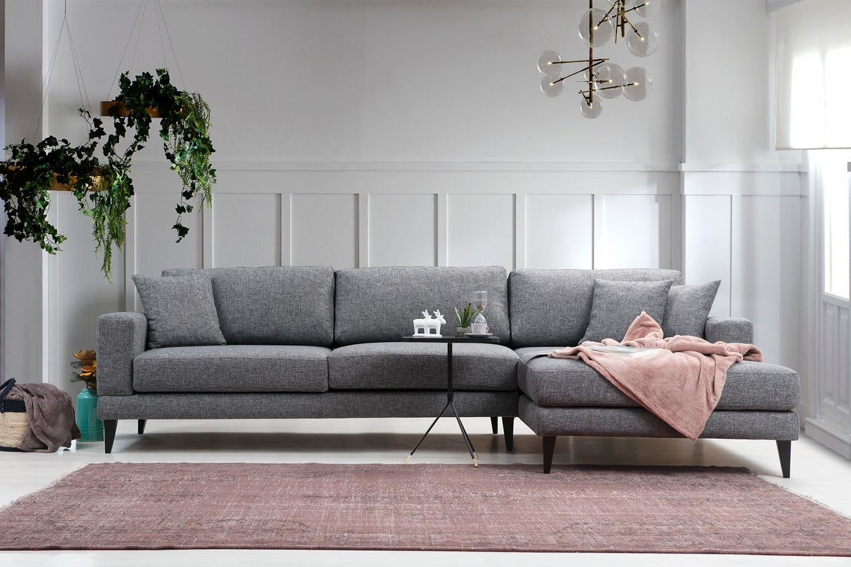 Canapé d'angle avec fonction couchage Droite Nordic Gris Foncé