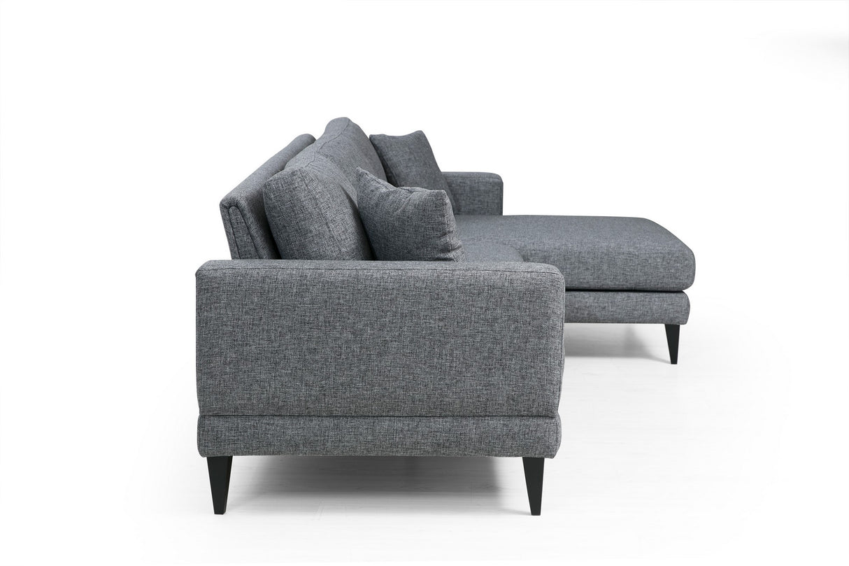 Canapé d'angle avec fonction couchage Droite Nordic Gris Foncé