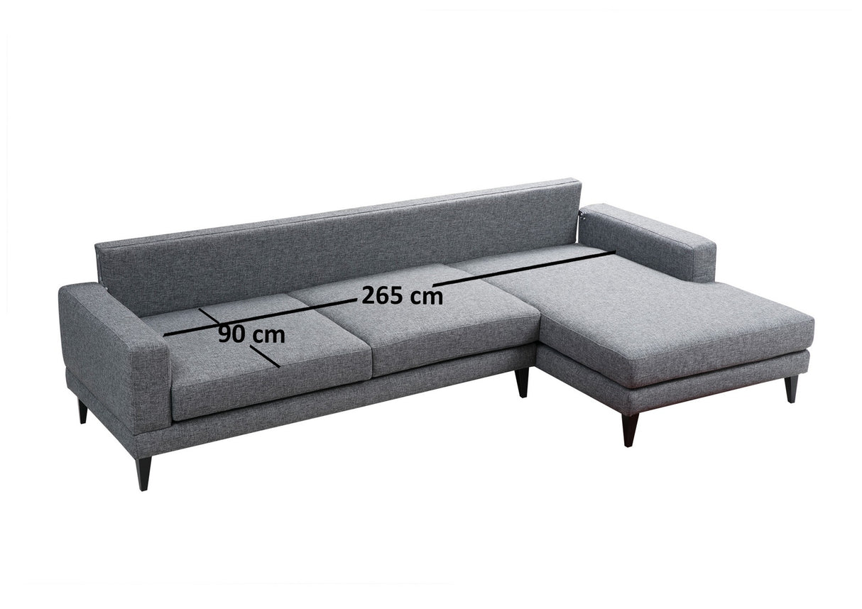 Canapé d'angle avec fonction couchage Droite Nordic Gris Foncé
