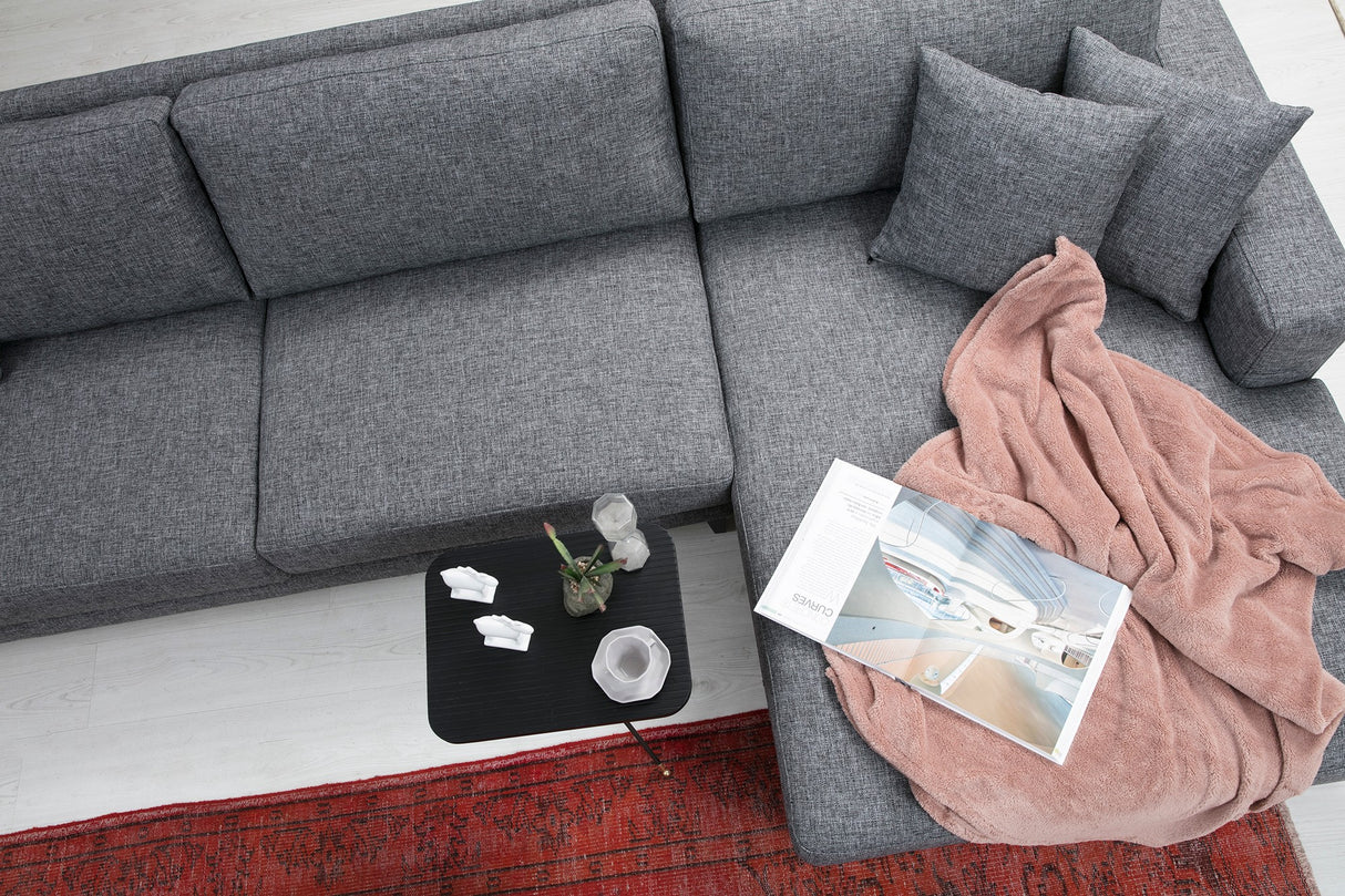 Canapé d'angle avec fonction couchage Droite Nordic Gris Foncé