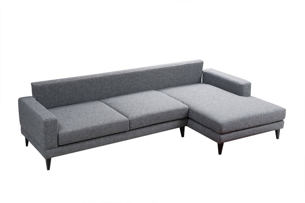 Canapé d'angle avec fonction couchage Droite Nordic Gris Foncé