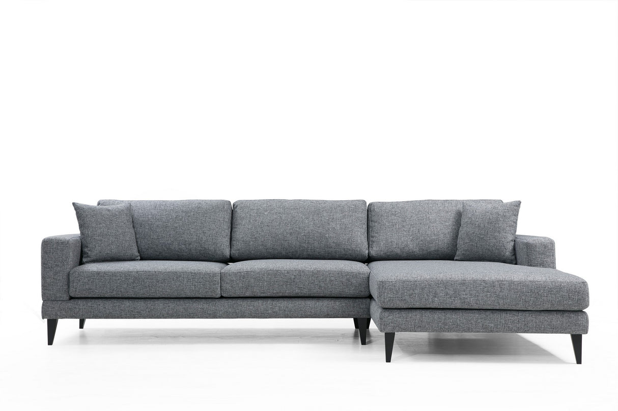 Canapé d'angle avec fonction couchage Droite Nordic Gris Foncé