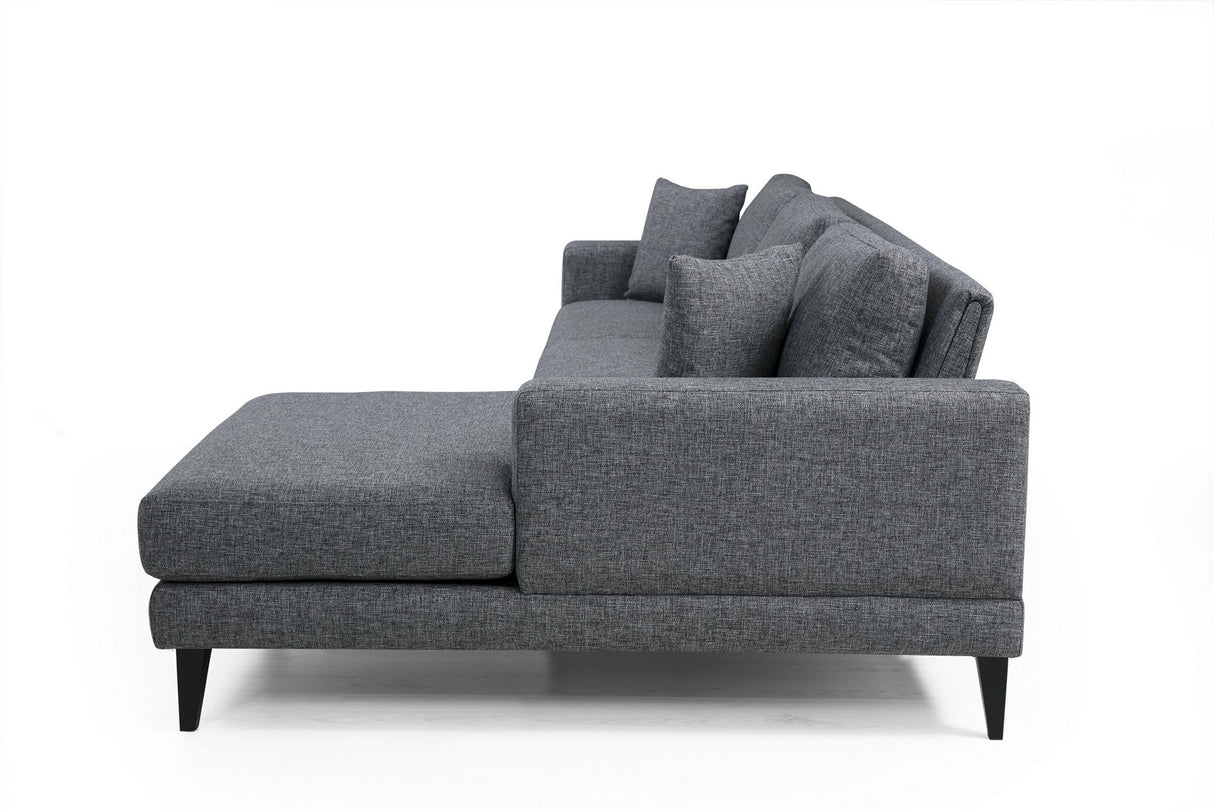 Canapé d'angle avec fonction couchage Droite Nordic Gris Foncé