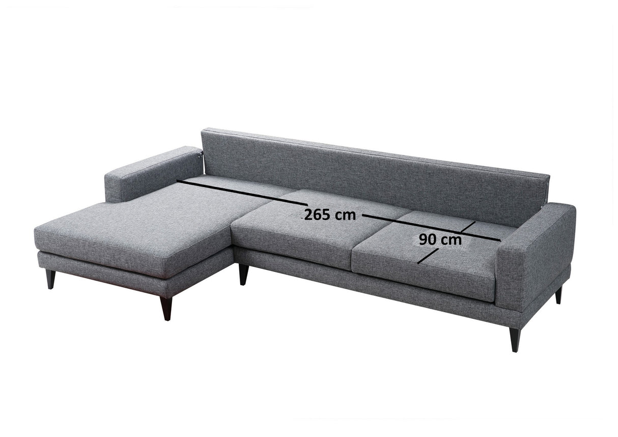Canapé d'angle avec fonction couchage gauche Nordic gris foncé