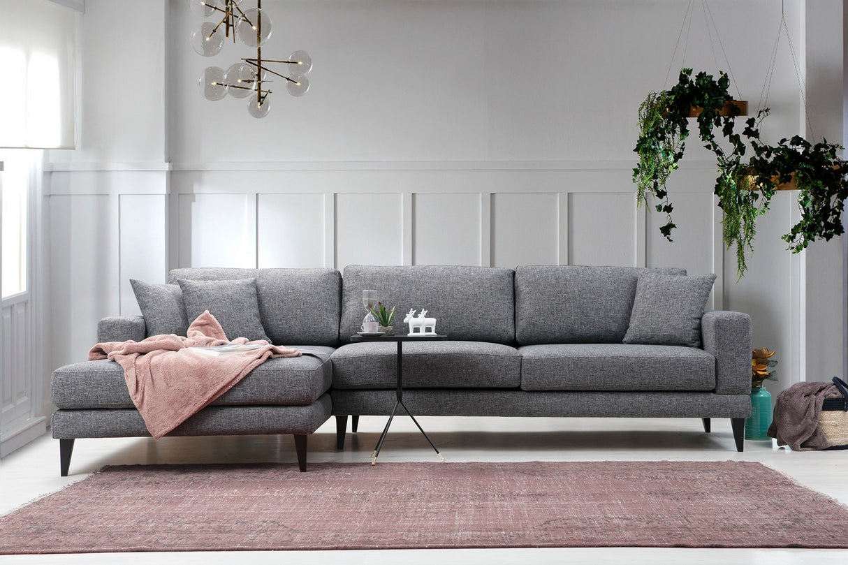 Canapé d'angle avec fonction couchage gauche Nordic gris foncé