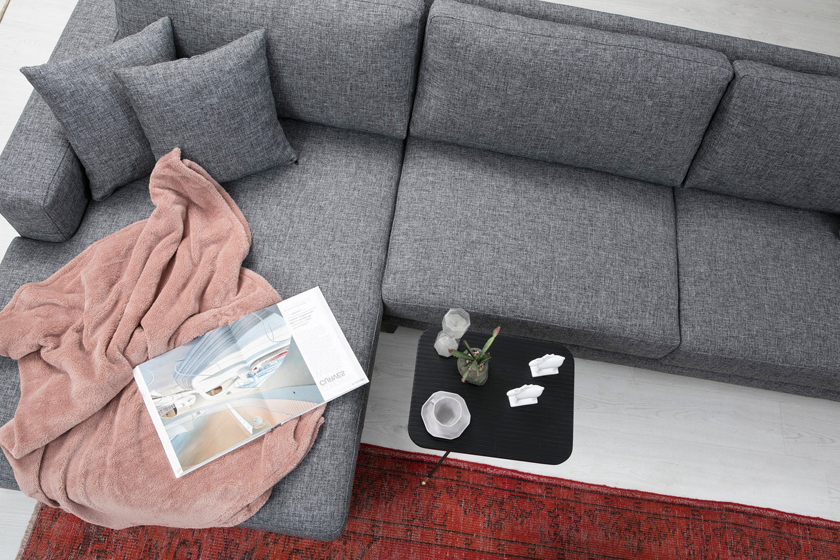 Canapé d'angle avec fonction couchage gauche Nordic gris foncé
