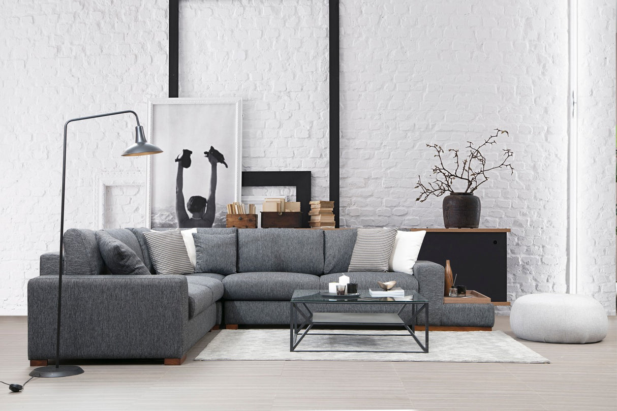 Canapé d'angle Loop Anthracite - Avec Table à Droite