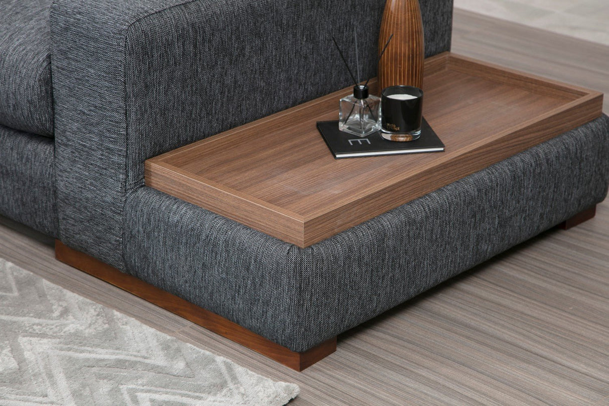 Canapé d'angle Loop Anthracite - Avec Table à Droite