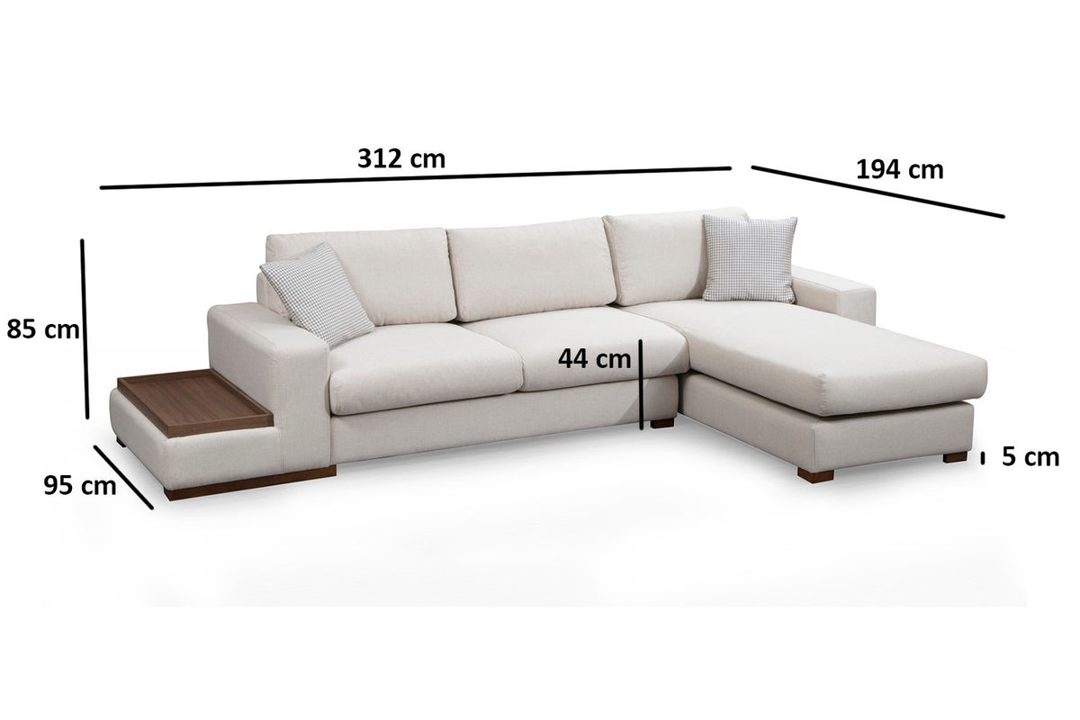 Banken - Hoekbank Rechts Loop Beige - Met Tafel - Dimehouse