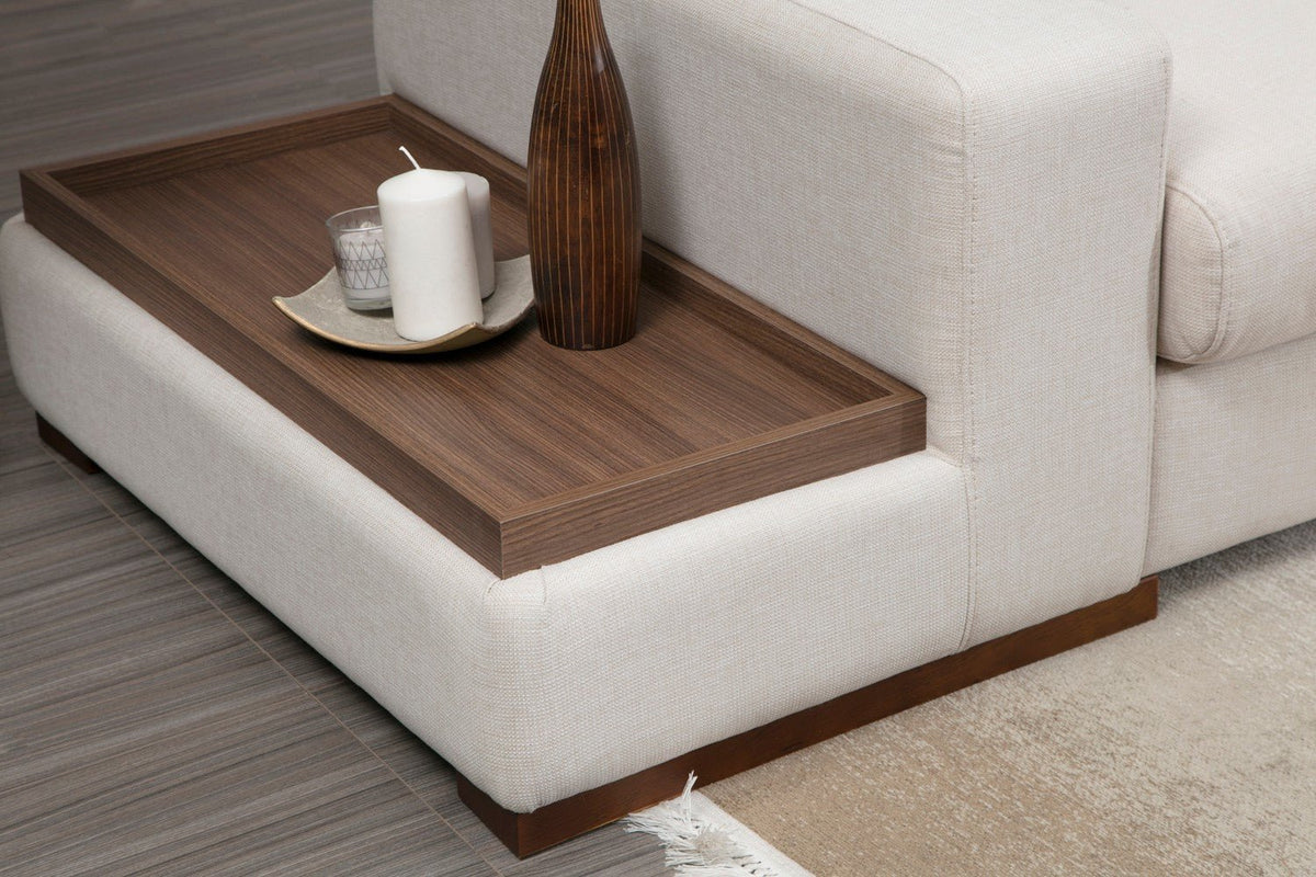 Banken - Hoekbank Rechts Loop Beige - Met Tafel - Dimehouse